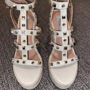 Steve Madden Cream Studded Wedge Sandals